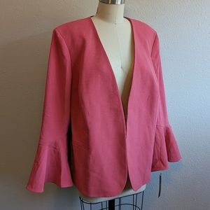 NWT Tahari Pink Coral Fluted Sleeves Blazer Plus-size